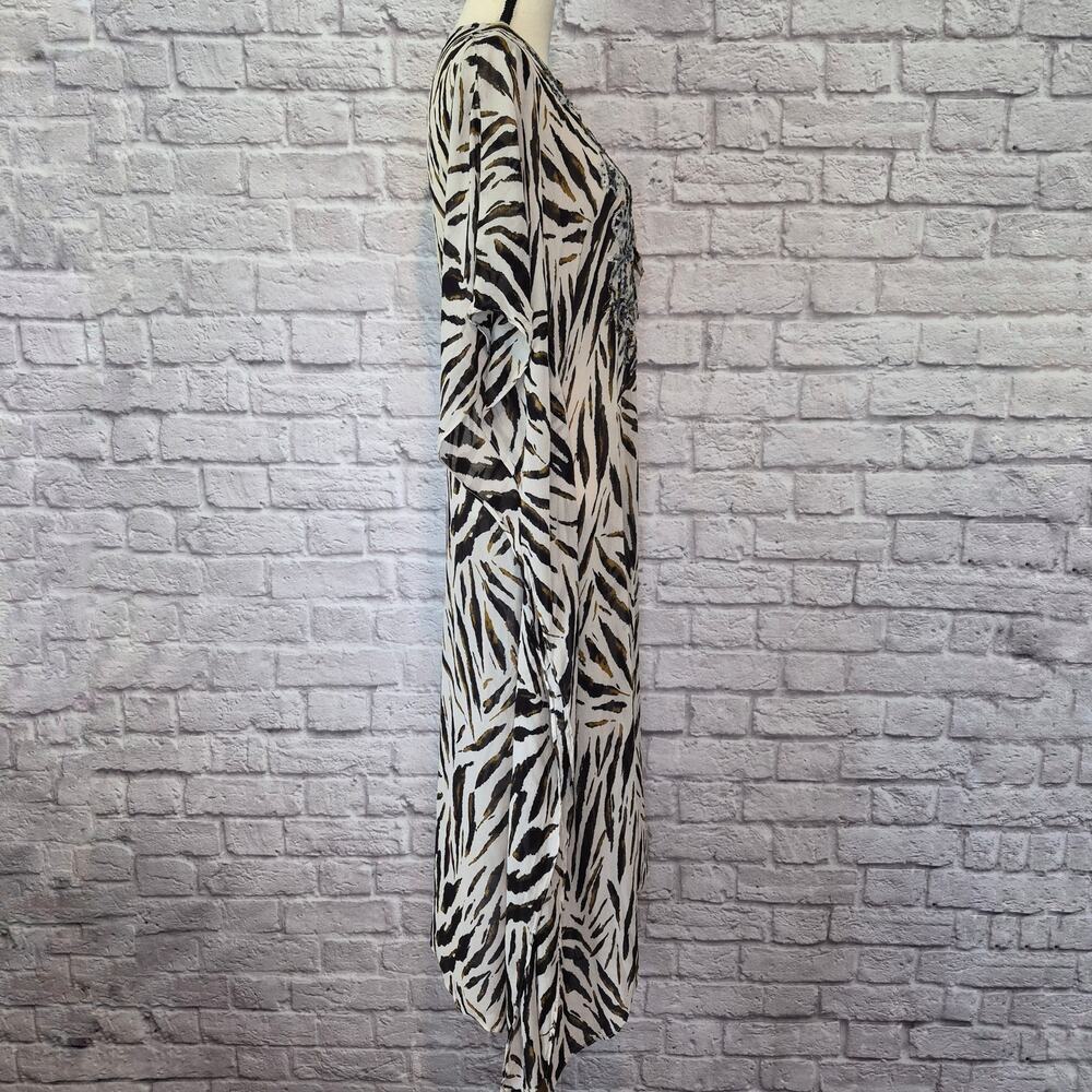 Spiegel Vintage Zebra Kaftan Maxi Dress Beaded Sequin Bohemian Cover Up Size M - Picture 9 of 11